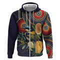 Aussie Honeyeaters Banksia Flowers Zip Hoodie Aboriginal Dots Painting
