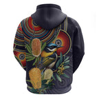 Aussie Honeyeaters Banksia Flowers Zip Hoodie Aboriginal Dots Painting