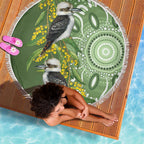 Aussie Kokaburra Golden Wattle Beach Blanket Aboriginal with National Color
