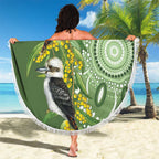 Aussie Kokaburra Golden Wattle Beach Blanket Aboriginal with National Color