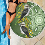 Aussie Kokaburra Golden Wattle Beach Blanket Aboriginal with National Color