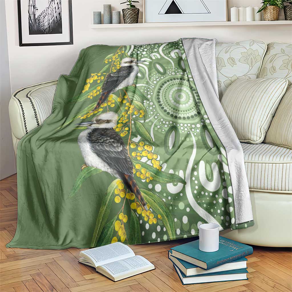 Aussie Kokaburra Golden Wattle Blanket Aboriginal with National Color
