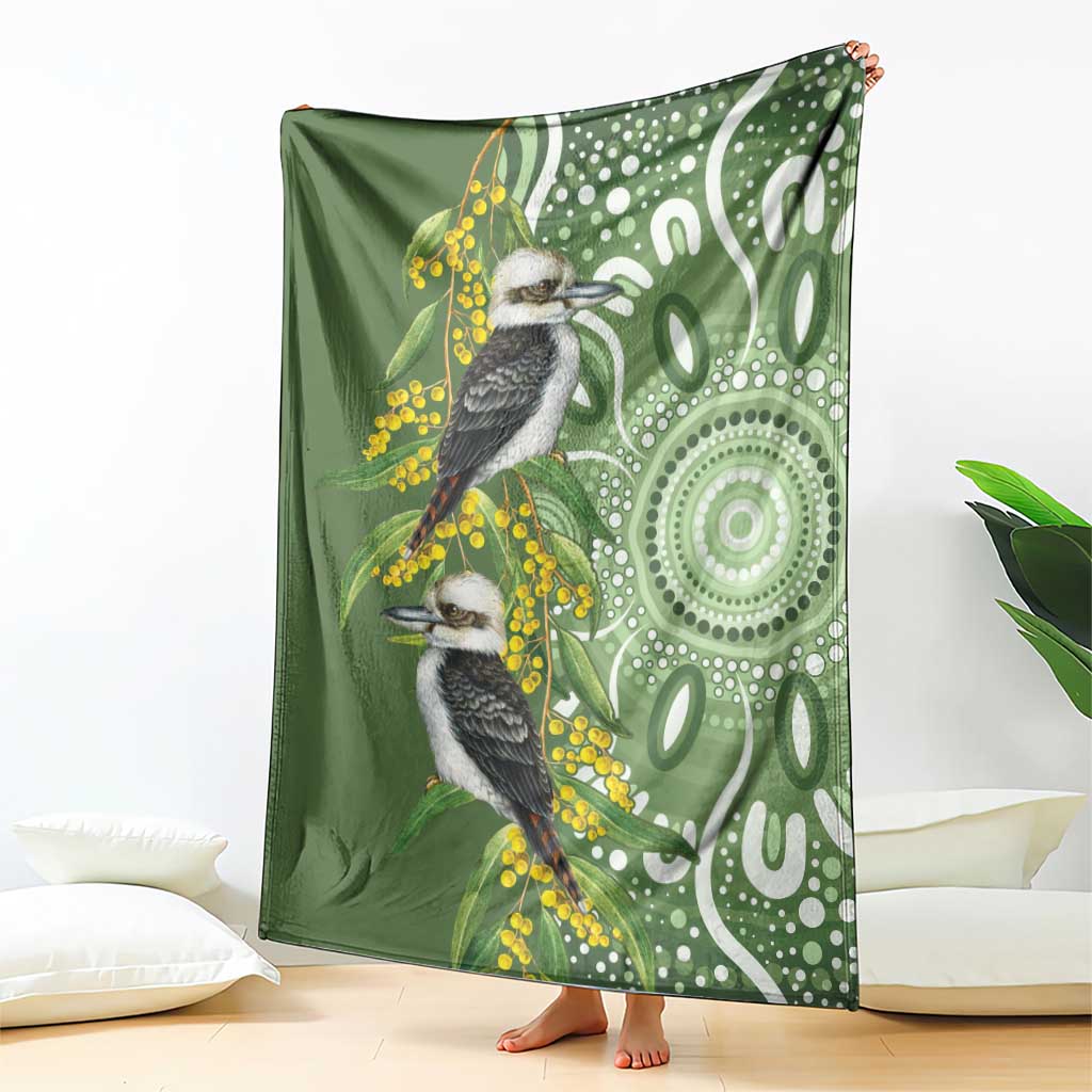 Aussie Kokaburra Golden Wattle Blanket Aboriginal with National Color