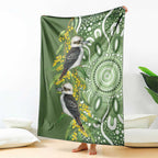 Aussie Kokaburra Golden Wattle Blanket Aboriginal with National Color