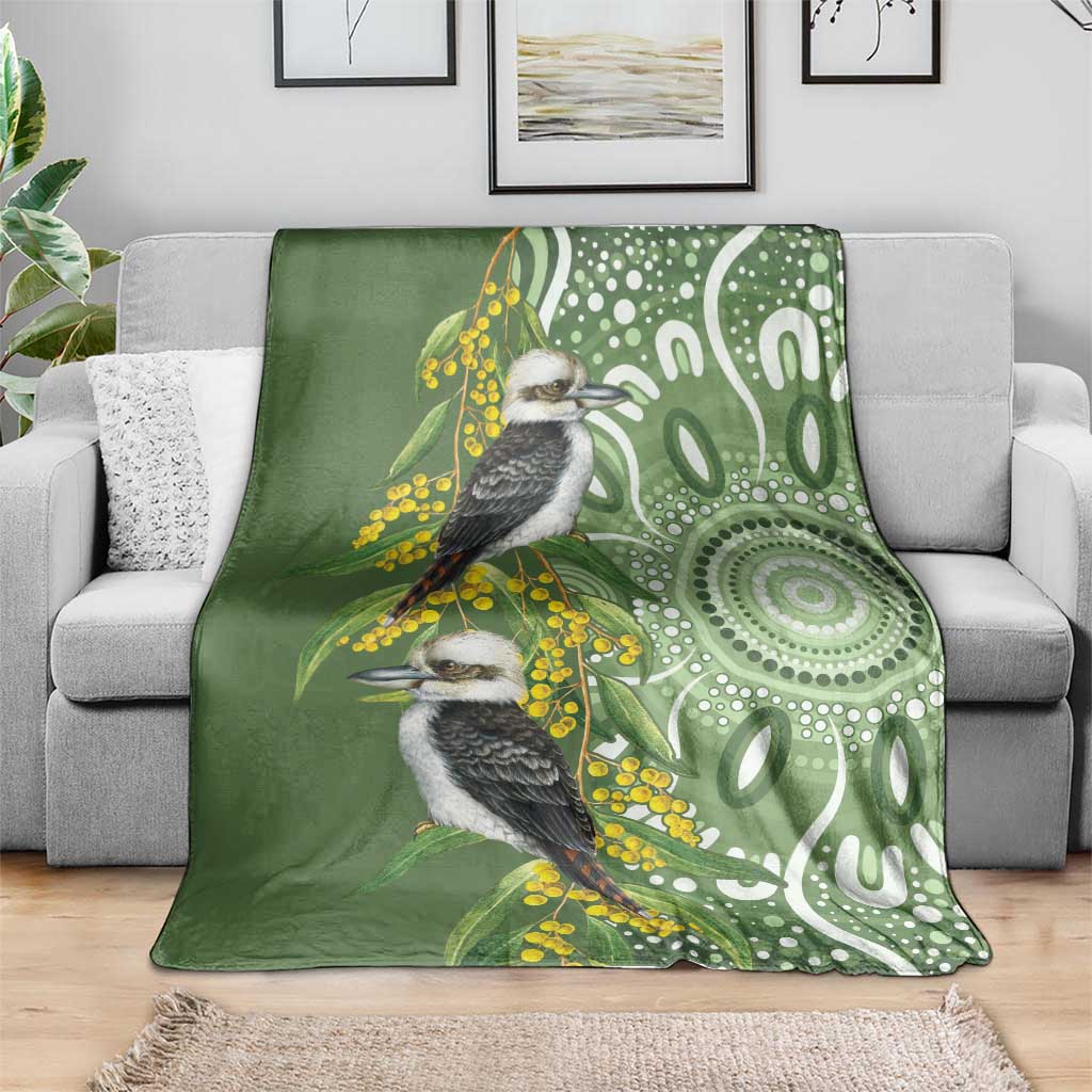 Aussie Kokaburra Golden Wattle Blanket Aboriginal with National Color