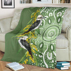 Aussie Kokaburra Golden Wattle Blanket Aboriginal with National Color