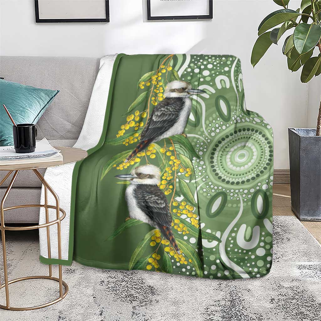 Aussie Kokaburra Golden Wattle Blanket Aboriginal with National Color