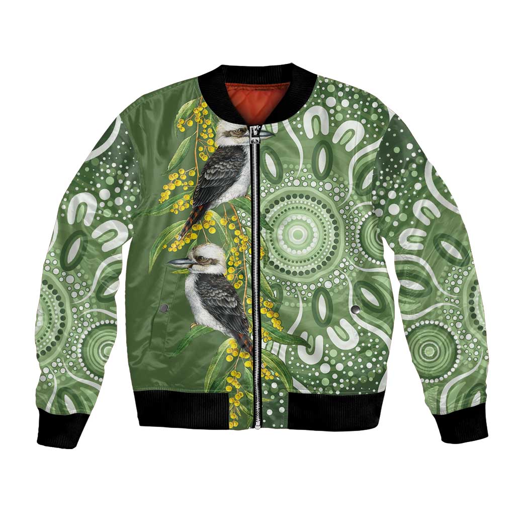 Aussie Kokaburra Golden Wattle Bomber Jacket Aboriginal with National Color