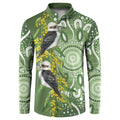 Aussie Kokaburra Golden Wattle Button Sweatshirt Aboriginal with National Color