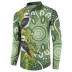 Aussie Kokaburra Golden Wattle Button Sweatshirt Aboriginal with National Color