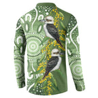 Aussie Kokaburra Golden Wattle Button Sweatshirt Aboriginal with National Color