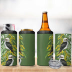Aussie Kokaburra Golden Wattle 4 in 1 Can Cooler Tumbler Aboriginal with National Color
