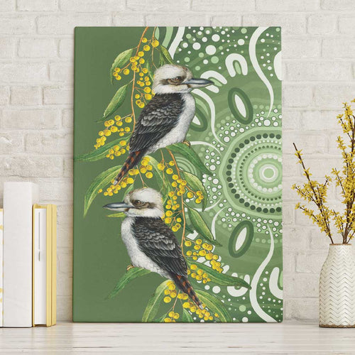 Aussie Kokaburra Golden Wattle Canvas Wall Art Aboriginal with National Color