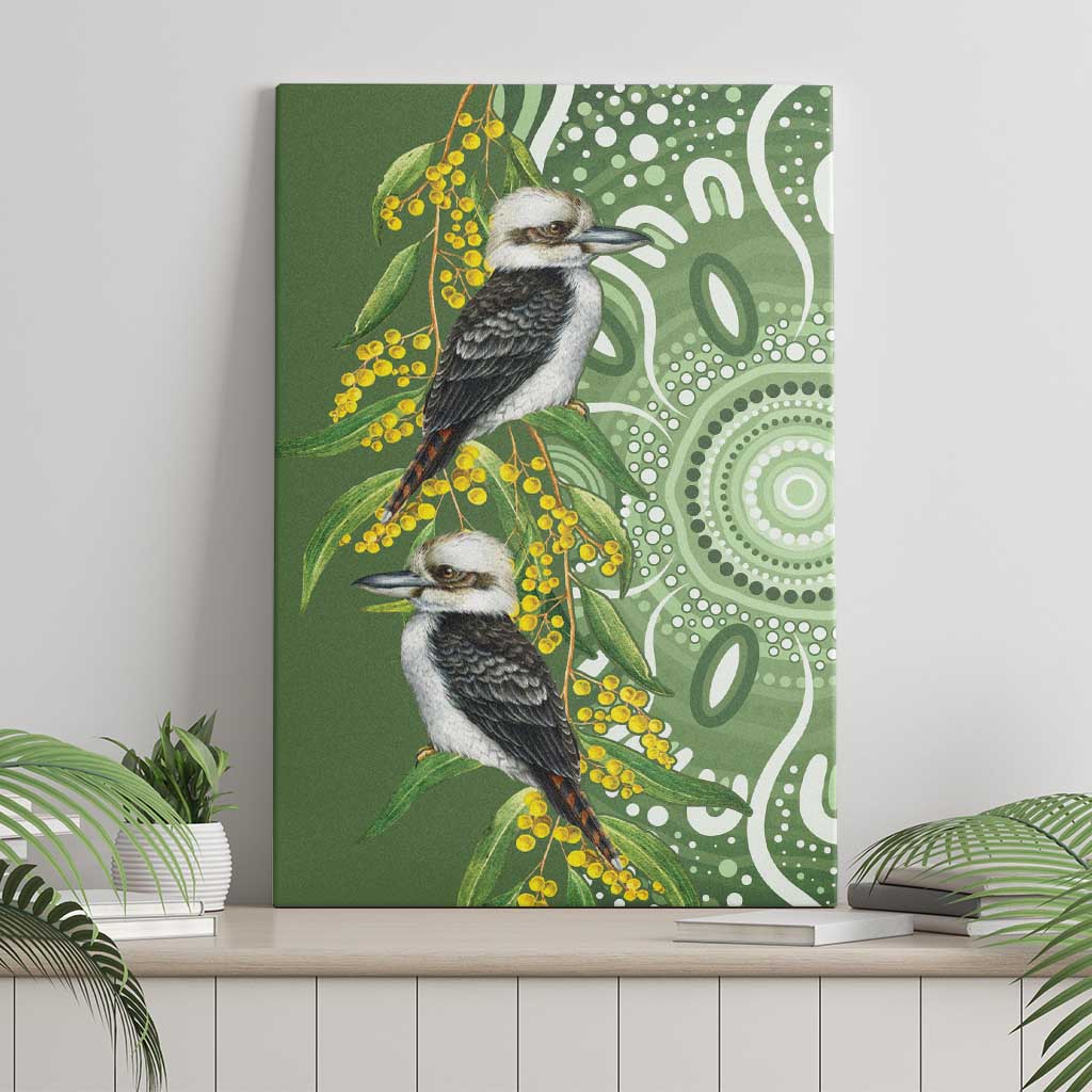 Aussie Kokaburra Golden Wattle Canvas Wall Art Aboriginal with National Color