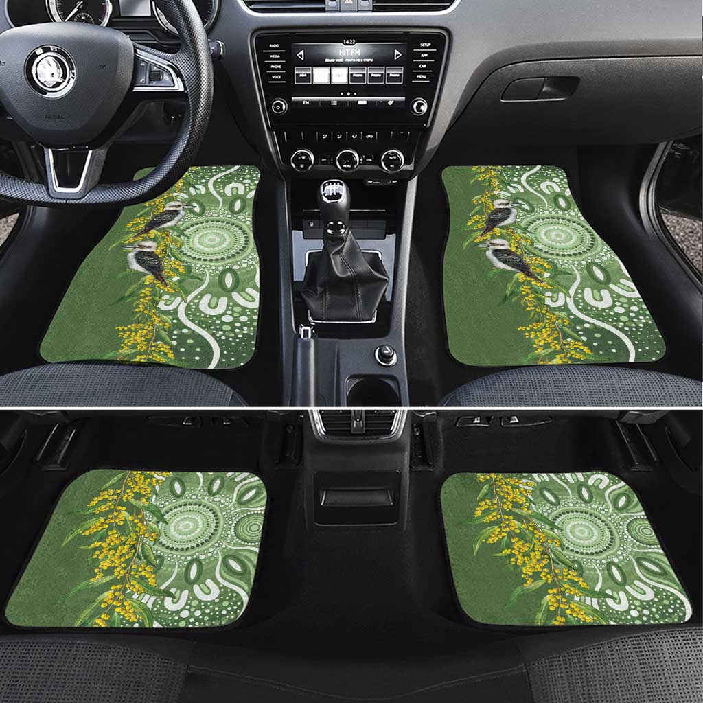 Aussie Kokaburra Golden Wattle Car Mats Aboriginal with National Color