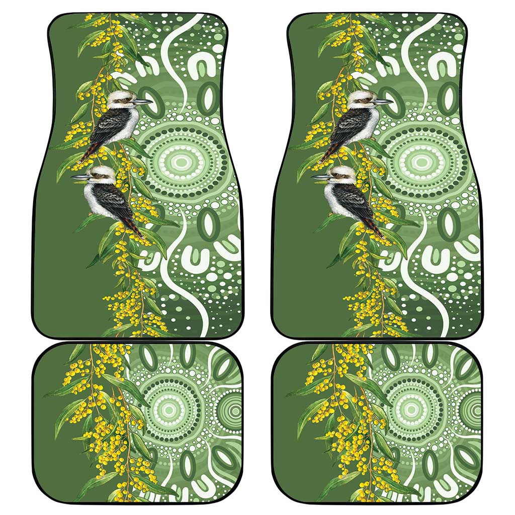 Aussie Kokaburra Golden Wattle Car Mats Aboriginal with National Color
