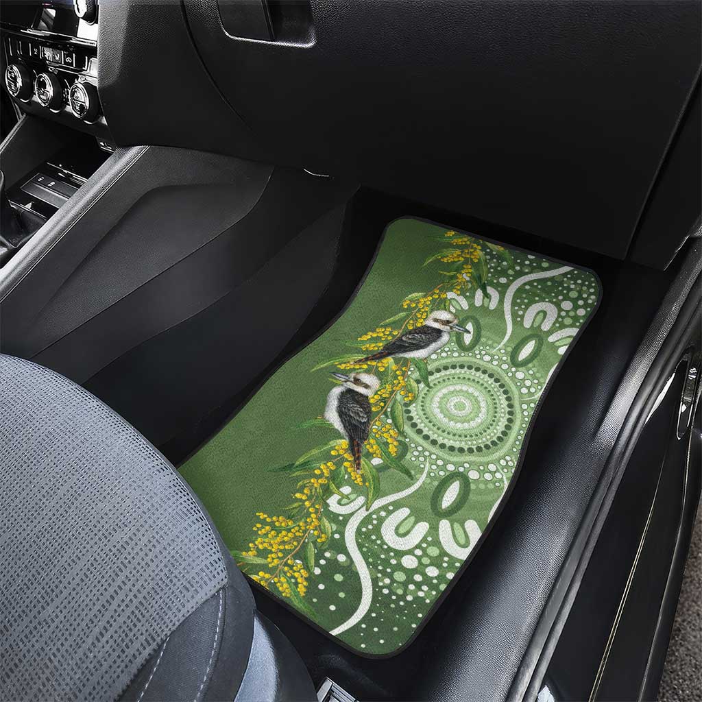 Aussie Kokaburra Golden Wattle Car Mats Aboriginal with National Color