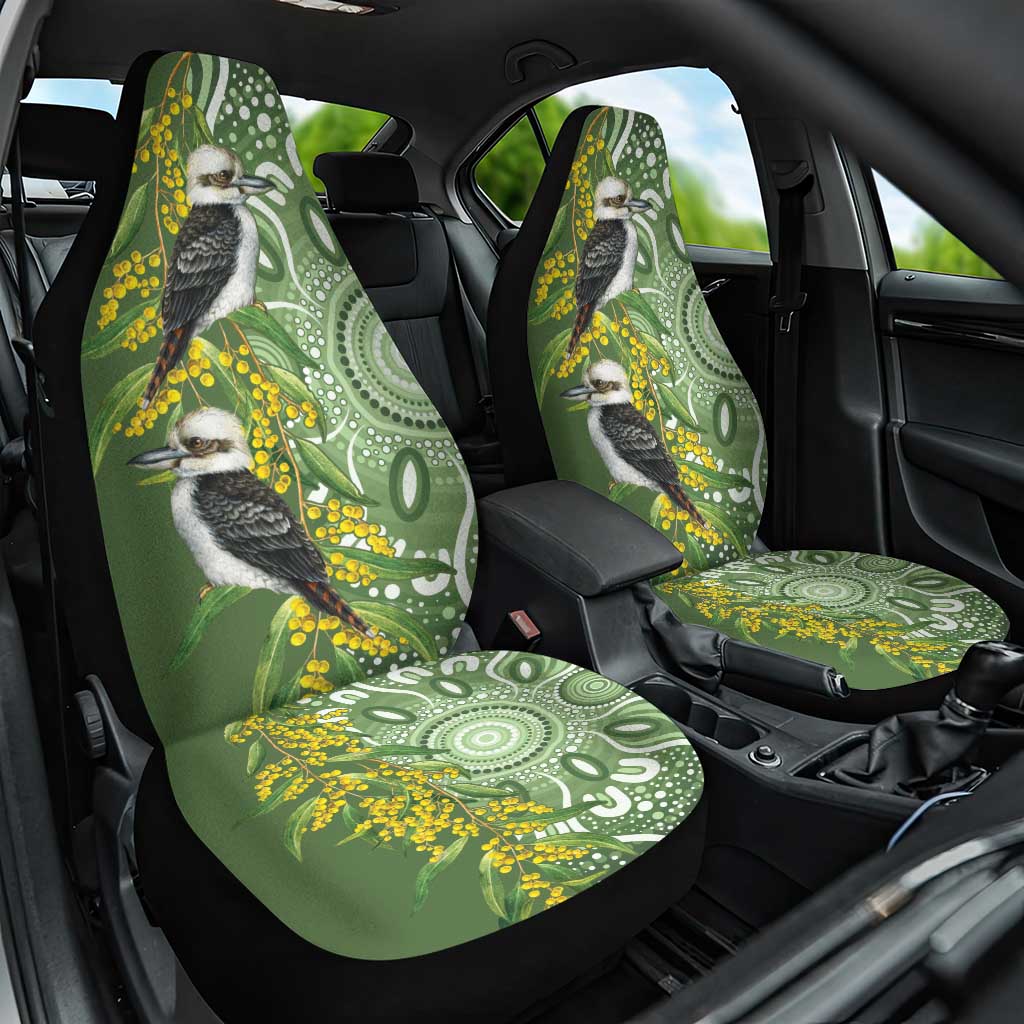 Aussie Kokaburra Golden Wattle Car Seat Cover Aboriginal with National Color