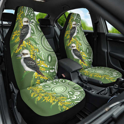 Aussie Kokaburra Golden Wattle Car Seat Cover Aboriginal with National Color