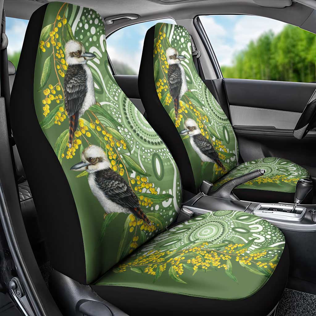 Aussie Kokaburra Golden Wattle Car Seat Cover Aboriginal with National Color