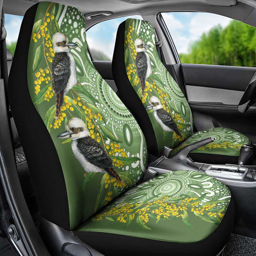 Aussie Kokaburra Golden Wattle Car Seat Cover Aboriginal with National Color