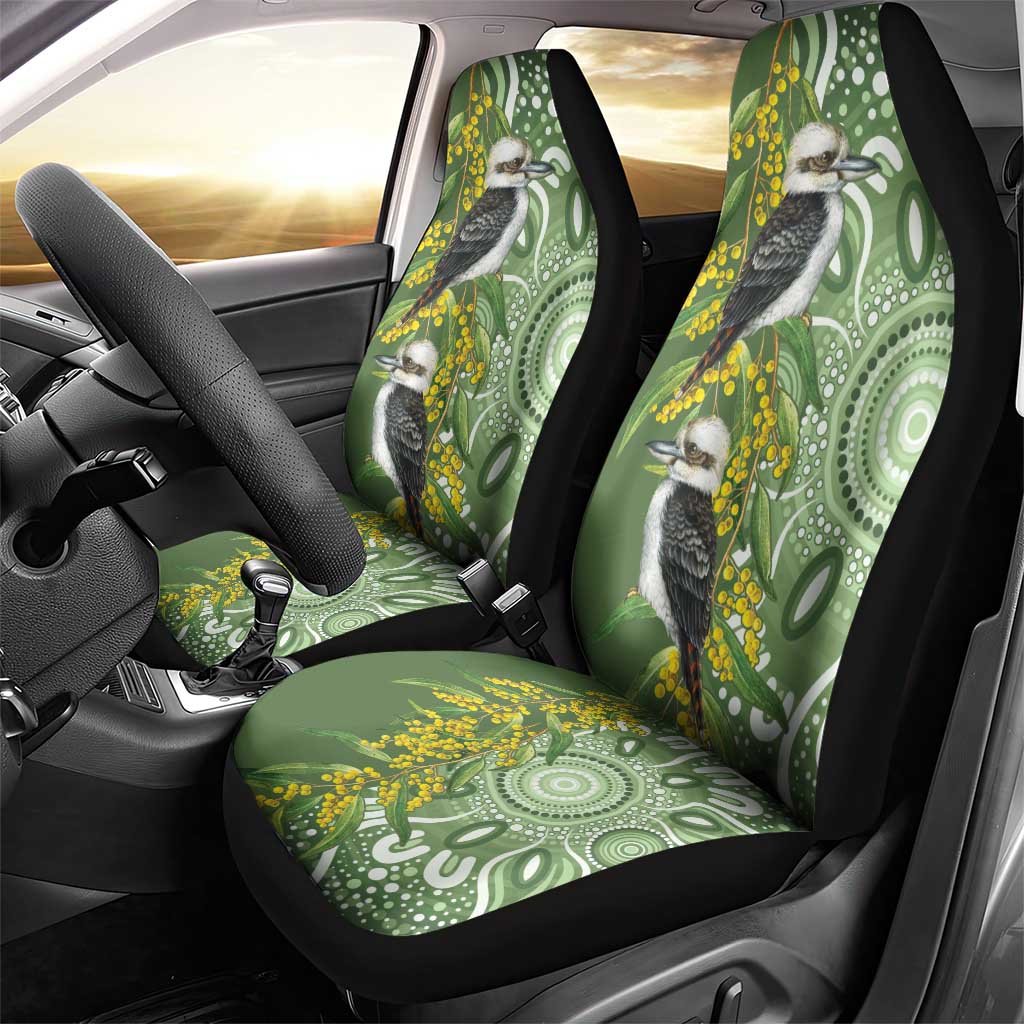 Aussie Kokaburra Golden Wattle Car Seat Cover Aboriginal with National Color