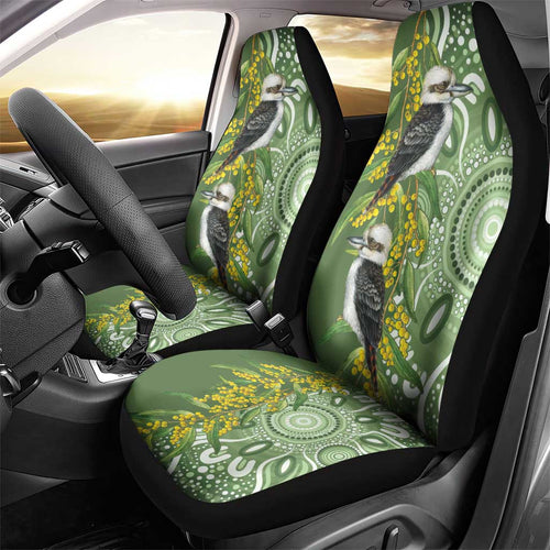 Aussie Kokaburra Golden Wattle Car Seat Cover Aboriginal with National Color