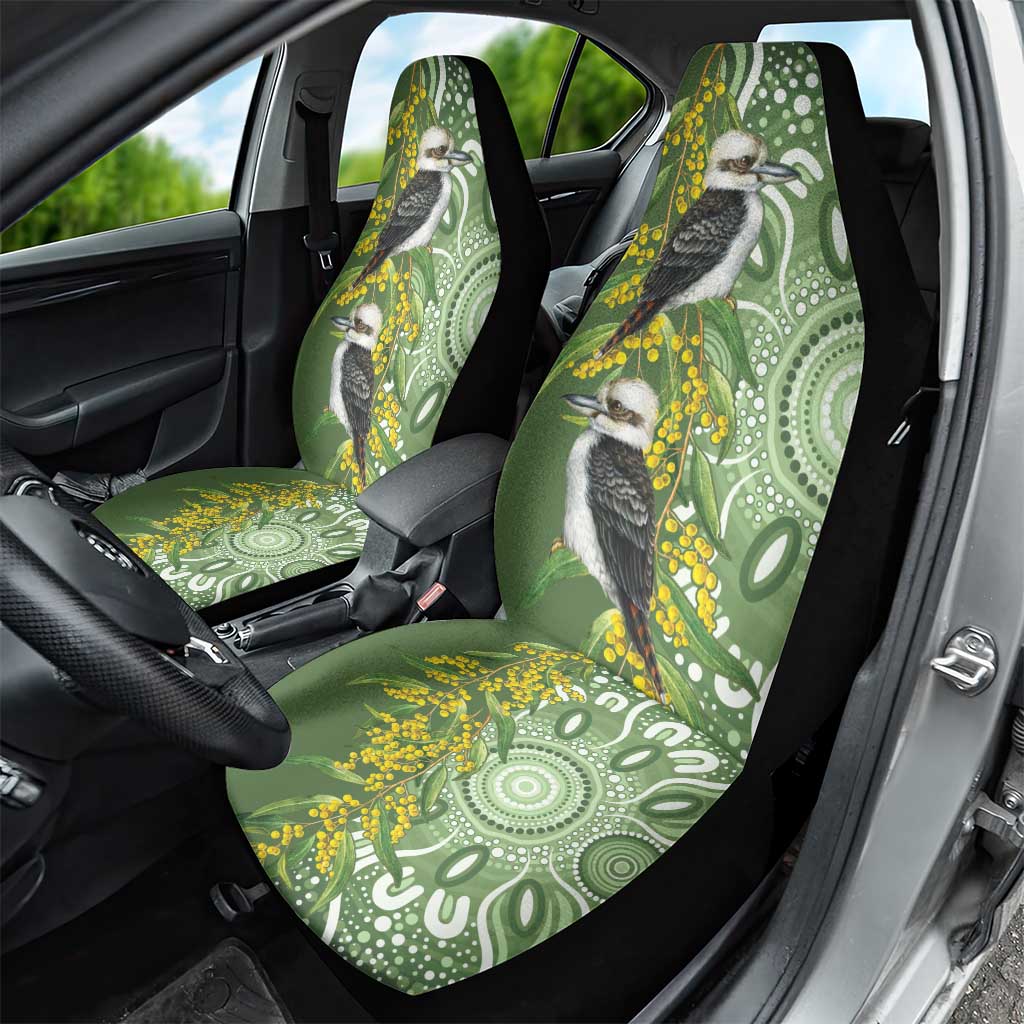 Aussie Kokaburra Golden Wattle Car Seat Cover Aboriginal with National Color