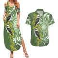 Aussie Kokaburra Golden Wattle Couples Matching Summer Maxi Dress and Hawaiian Shirt Aboriginal with National Color