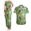 Aussie Kokaburra Golden Wattle Couples Matching Tank Maxi Dress and Hawaiian Shirt Aboriginal with National Color