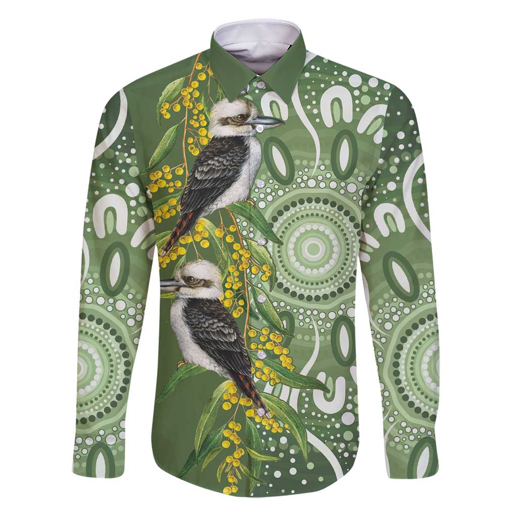 Aussie Kokaburra Golden Wattle Family Matching Puletasi and Hawaiian Shirt Aboriginal with National Color