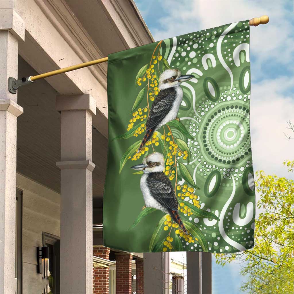 Aussie Kokaburra Golden Wattle Garden Flag Aboriginal with National Color