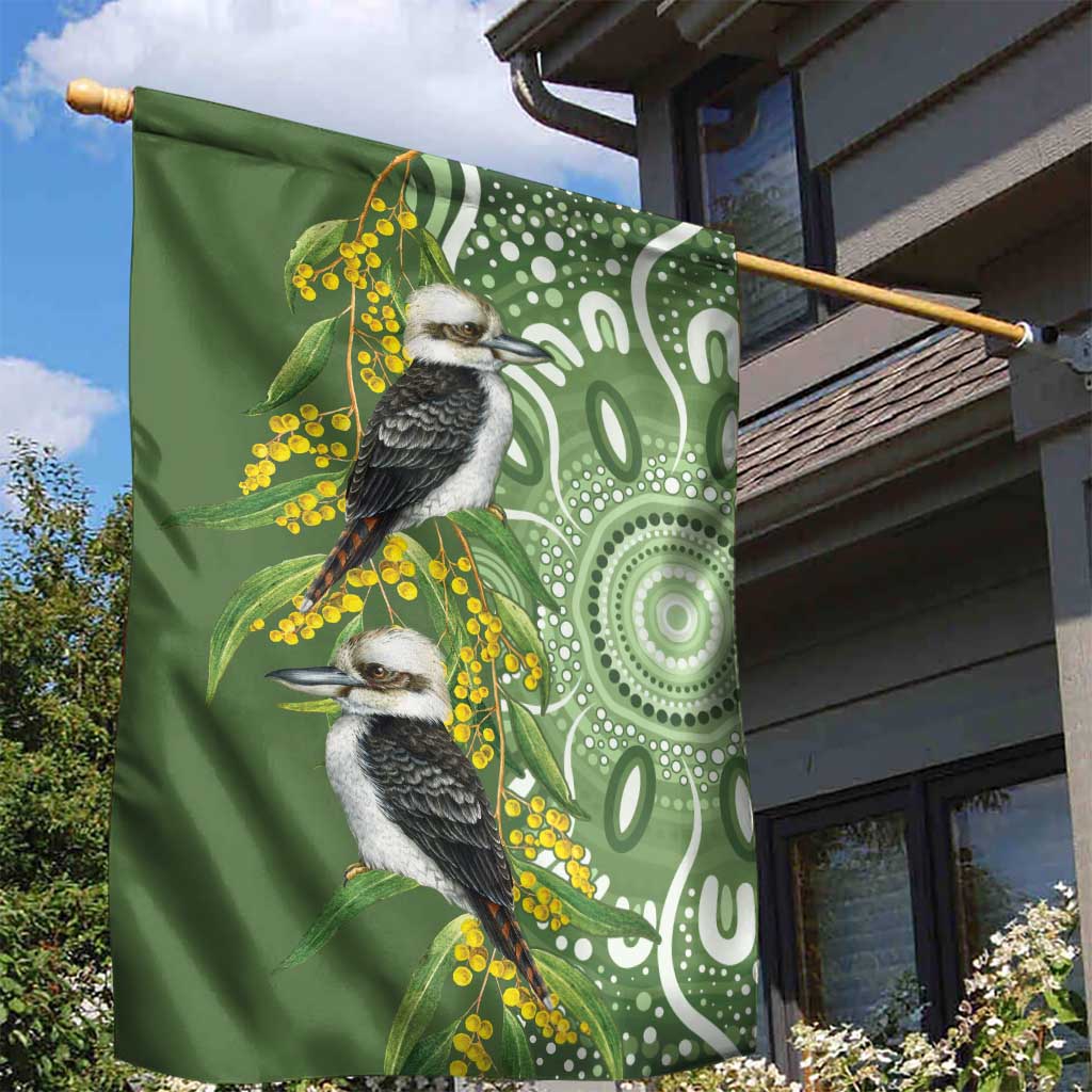 Aussie Kokaburra Golden Wattle Garden Flag Aboriginal with National Color