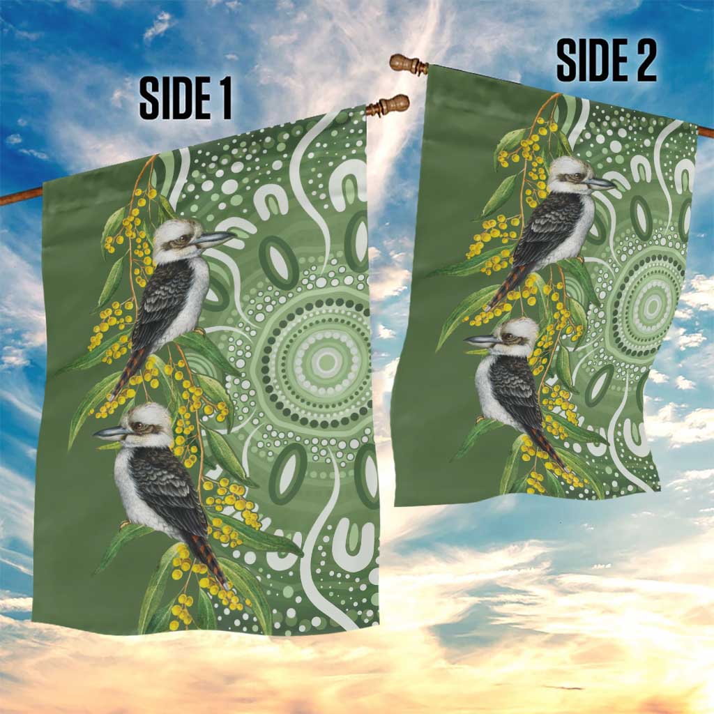 Aussie Kokaburra Golden Wattle Garden Flag Aboriginal with National Color