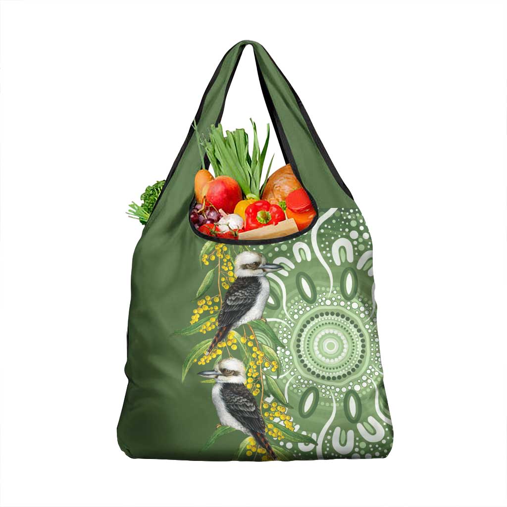 Aussie Kokaburra Golden Wattle Grocery Bag Aboriginal with National Color