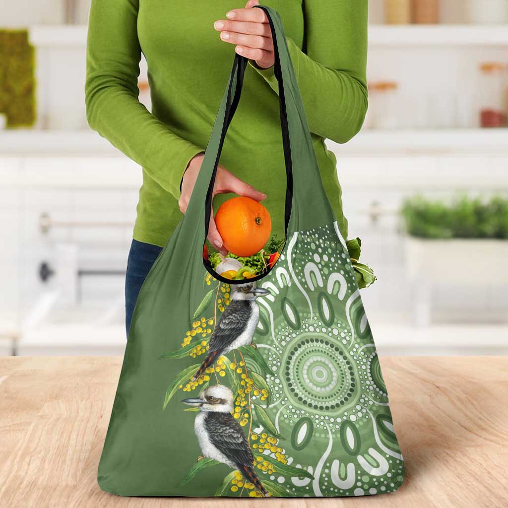Aussie Kokaburra Golden Wattle Grocery Bag Aboriginal with National Color