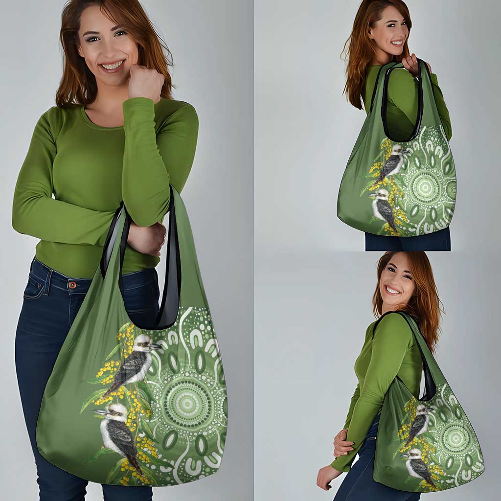 Aussie Kokaburra Golden Wattle Grocery Bag Aboriginal with National Color