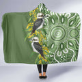 Aussie Kokaburra Golden Wattle Hooded Blanket Aboriginal with National Color