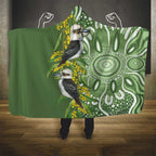 Aussie Kokaburra Golden Wattle Hooded Blanket Aboriginal with National Color