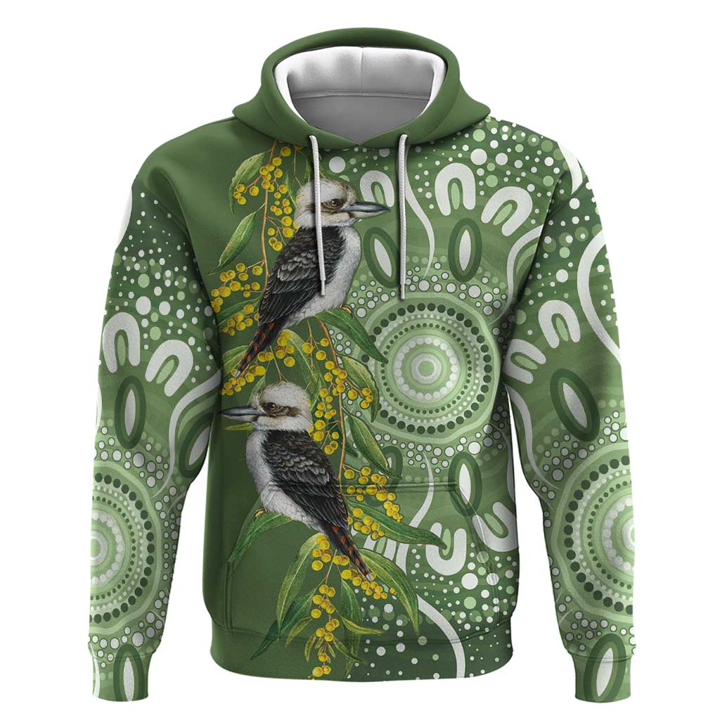 Aussie Kokaburra Golden Wattle Hoodie Aboriginal with National Color