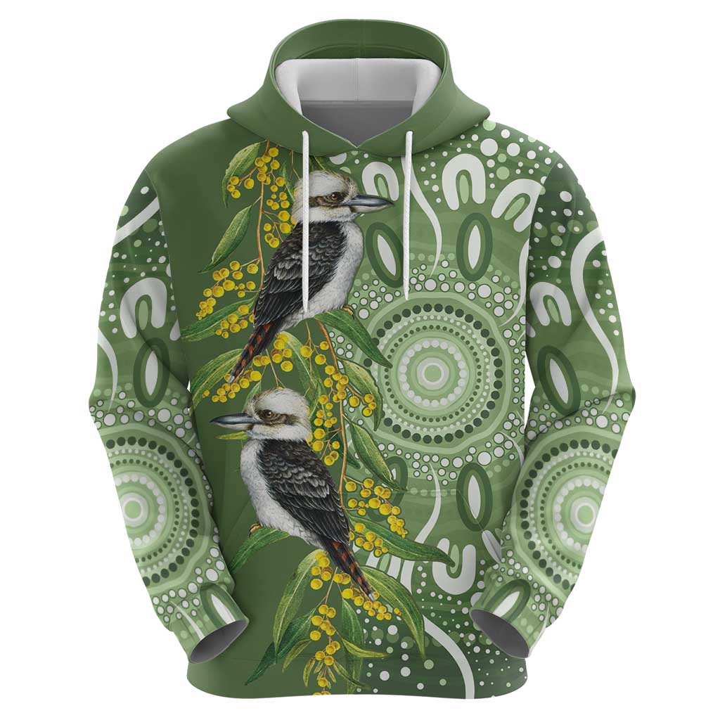 Aussie Kokaburra Golden Wattle Hoodie Aboriginal with National Color