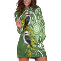 Aussie Kokaburra Golden Wattle Hoodie Dress Aboriginal with National Color
