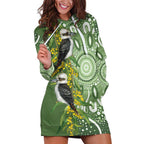 Aussie Kokaburra Golden Wattle Hoodie Dress Aboriginal with National Color