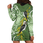 Aussie Kokaburra Golden Wattle Hoodie Dress Aboriginal with National Color