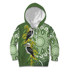 Aussie Kokaburra Golden Wattle Kid Hoodie Aboriginal with National Color