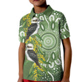 Aussie Kokaburra Golden Wattle Kid Polo Shirt Aboriginal with National Color