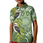 Aussie Kokaburra Golden Wattle Kid Polo Shirt Aboriginal with National Color