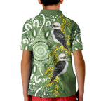 Aussie Kokaburra Golden Wattle Kid Polo Shirt Aboriginal with National Color