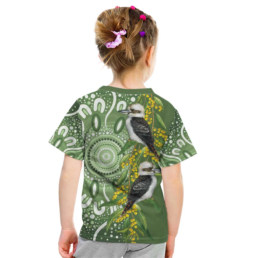 Aussie Kokaburra Golden Wattle Kid T Shirt Aboriginal with National Color