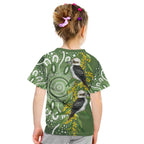 Aussie Kokaburra Golden Wattle Kid T Shirt Aboriginal with National Color